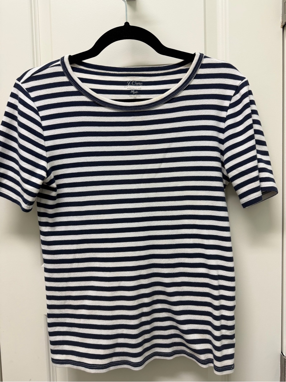 J. Crew Navy & White Striped Short Sleeve Tee